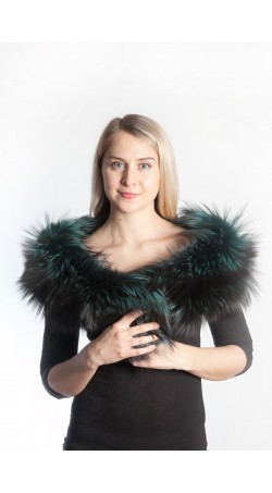 Green raccoon fur scarf